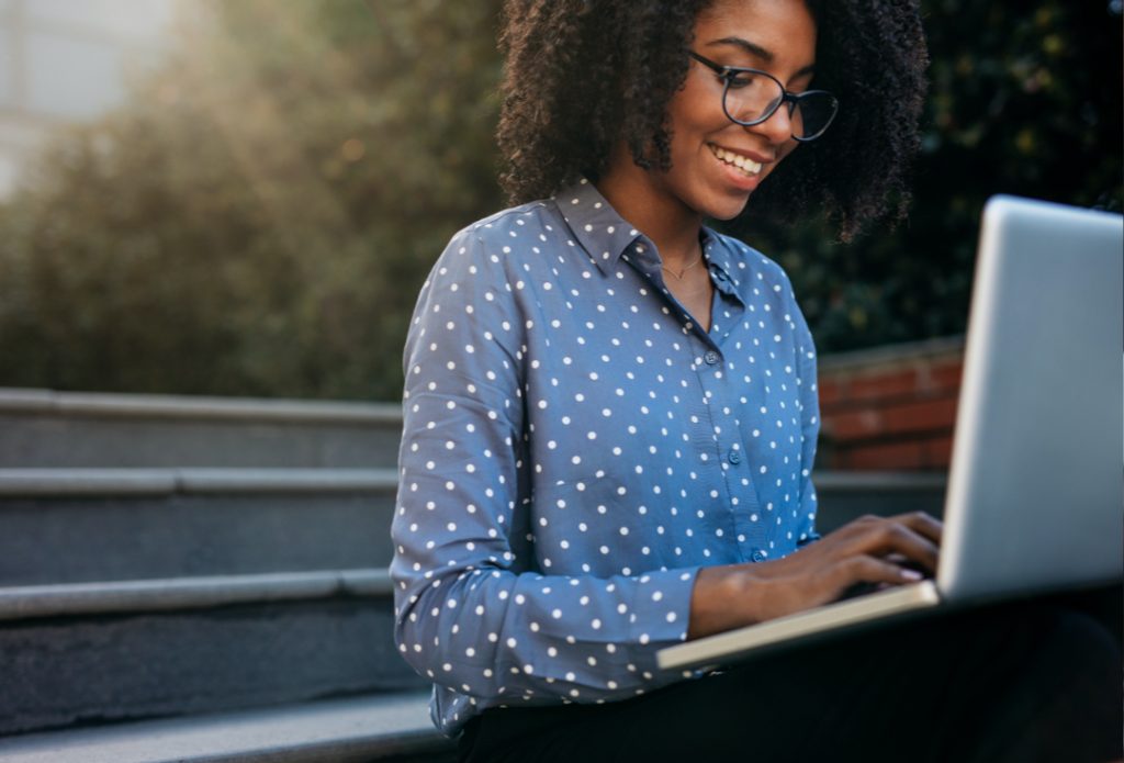 woman on computer