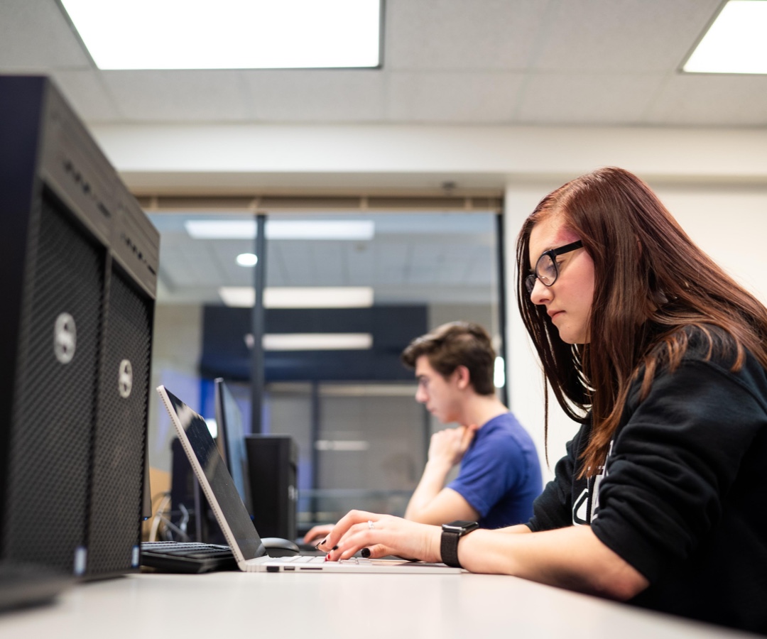 student on computer